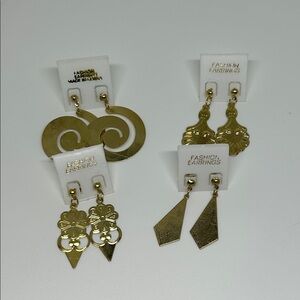Lot of 4 Gold Fashion Earrings Set